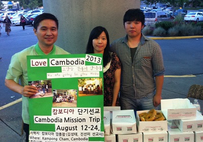 Pastor Jonathan Jeong, with two members of the Korean Baptist missions team to Cambodia.