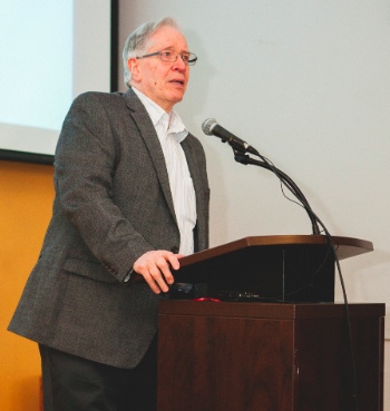 Former UGM head Maurice McElrea spoke at a UGM 75th anniversary party. Photo by Andrew Taran.