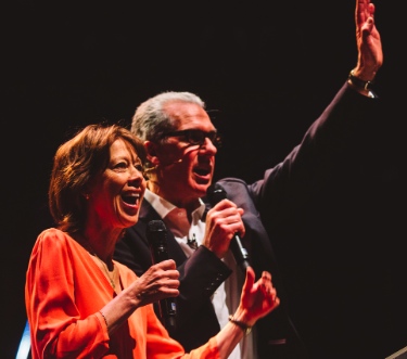 Nicky Gumbel with his wife Pippa at the Alpha Leadership conference.