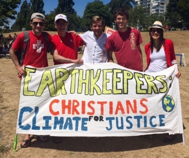 Earthkeepers: Christians for Climate Justice joined a 350.org event last weekend; Jason Wood is second from the right.