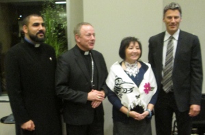 Fr. Hrant Tahanian and Rev. Mary Fontaine were two of the three panelists with Gregor Robertson and Michael Miller.