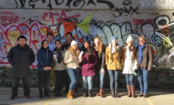 Claudia Launhardt with her students in the Downtown Eastside late last year.