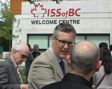 Chris Friesen, director of resettlement services for ISSofBC received a particularly warm reception from the crowd for the tremendous amount of work he put in on the Welcome Centre.