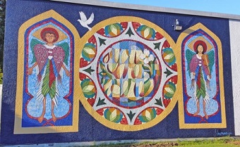 The new mural at St. Alban's by Joey Mallett. Photo by Larry Scherben ODNW.