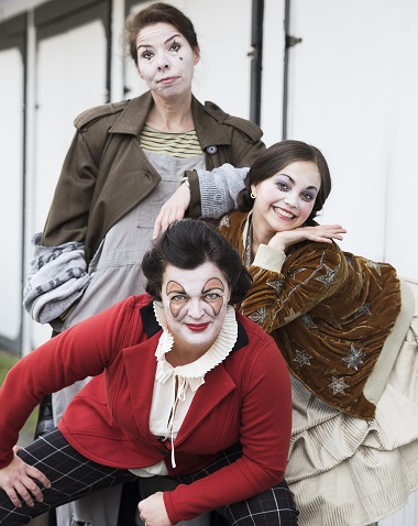 Lucia Frangione (bottom), Jess Amy Shead and Anita Wittenberg in Holy Mo! A Christmas Show. Photo by Damon Calderwood.